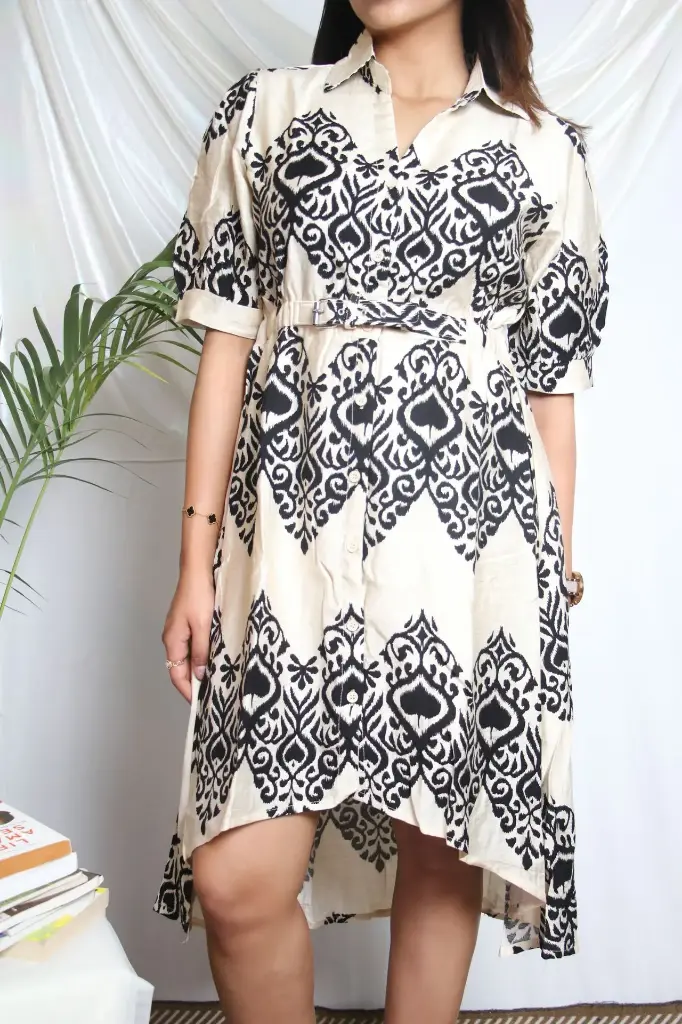 Sundowner Story – Shirt Dress (Ivory & Black)