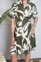 Tropical Leaf Dress (Olive)