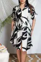 Tropical Leaf Dress (Ivory Black)