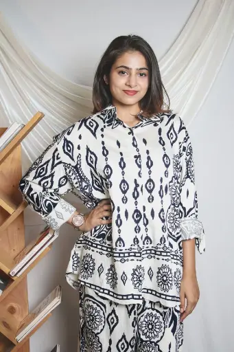 Boho Print Co-ord Set - Navy Blue