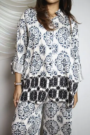 Boho Print Co-ord Set – Blue Black